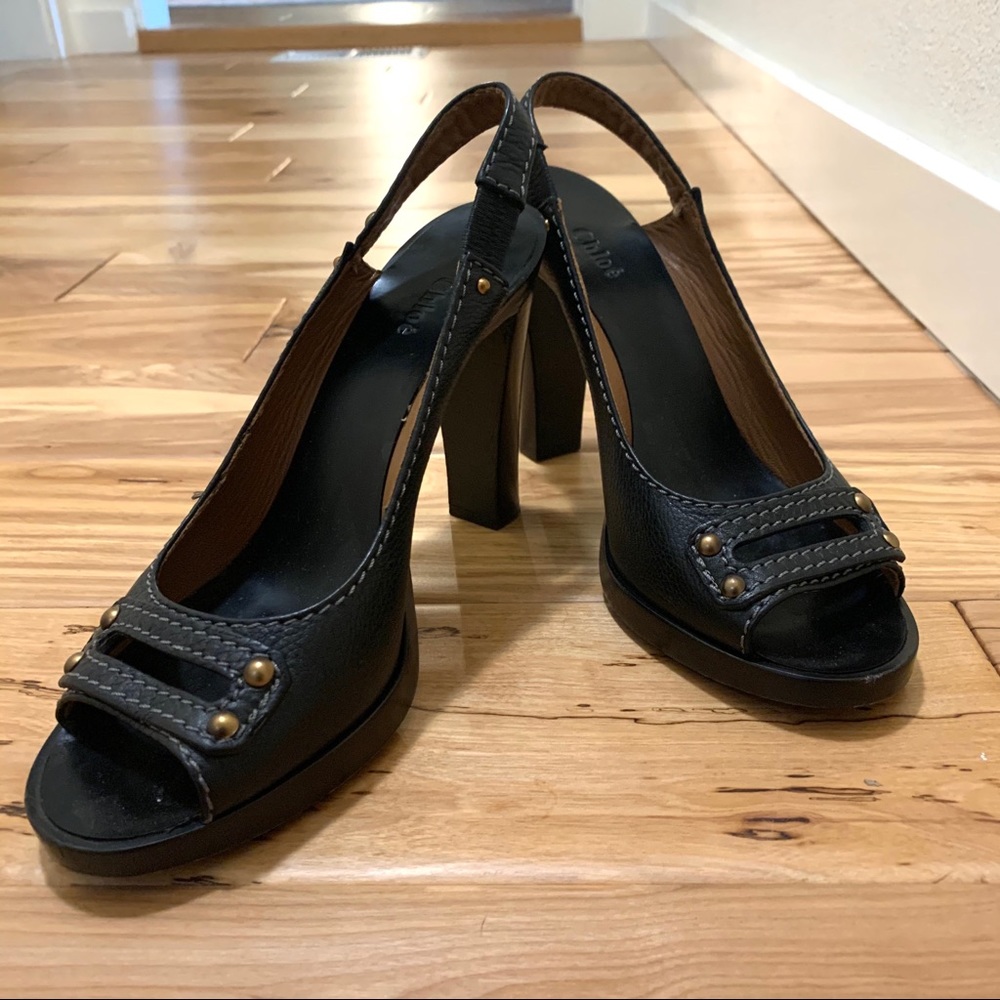 Chloe Sling backs Navy size 10